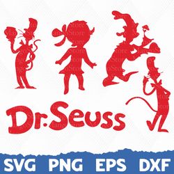 Dr Seuss Svg, Dr Seuss Cat In The Hat, Horton svg, Lorax svg, Fish svg, thing 1 svg, thing 2 svg, Dr Suess Day, Teacher