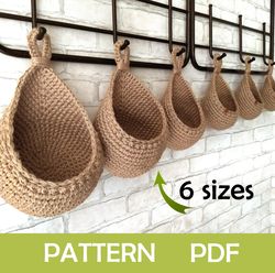 Crochet pattern Hanging wall baskets Vegetable baskets tutorial