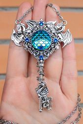 Handmade Unique Fantasy Dragon Key Necklace