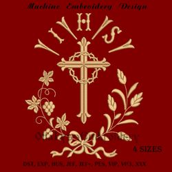 Cross with Crown of Thorns machine embroidery design