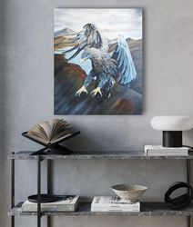 Original acrylic painting eagle, interior painting on canvas