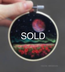 (9cm) Space embroidered and needle felted painting