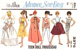 Barbie Vintage Sewing Pattern PDF Fashion Dolls size 11 1/2 inches Advance 3376