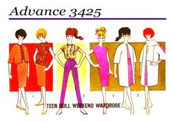 Barbie Vintage Sewing Pattern PDF Fashion Dolls size 11 1/2 inches Advance 3425