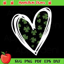 St. Patricks Day SVG,Heart with Clover SVG, St. Patrick Svg, Green Shamrock Svg
