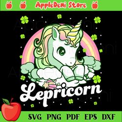 Lepricorn Rainbow St Patricks Day Unicorn Girls Svg