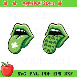 St Patricks Day Lips with Tongue Out Shamrock SVG PNG DXF Irish