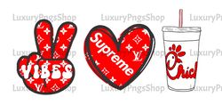 Supreme Peace Love Chick Fil A PNG Digital Download Louis Vuitton Graphic Designs