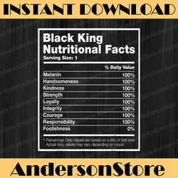 Black King Nutritional Facts Black History Month Black History, Black Power, Black woman, Since 1865 PNG Sublimation