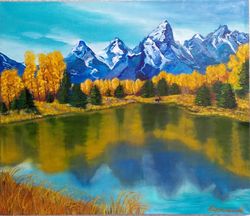 Lake in the Mountains Picture Mountain Painting Wall Art 23*27 inch Landscape Oil Paints
