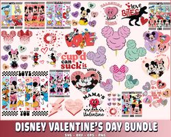 100 file Disney Valentine's Day SVG , Valentine day bundle SVG, for Cricut, vector file, digital, Instant Download