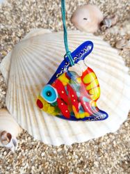 Colorful hand made glass fish. Fused Glass Art. Fused Glass fish. Suncatcher Fish. Beach decor.