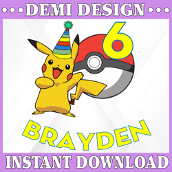 Pikachu Pokemon Custom Birthday Party SVG, Personalized With Name And Age, Pikachu Birthday Svg, Pokemon Birthday svg