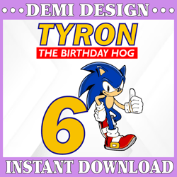 Sonic Inspired Personalized Name and Age Svg, Party Birthday Custom Gift, Personalised Sonic The Hedgehog Svg