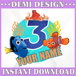 Personalised Finding Nemo Marlin Dory Disney Png - Happy Birthday Personalized Nemo Sublimation PNG File