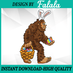 Easter Bigfoot With Egg Basket Png, Funny Boys Kids Sasquatch Png, Easter Png, Digital download
