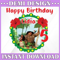 Personalized Name And Ages, Happy birthday PNG Moana Birthday Girl Digital File Birthday Girl Moana family  Baby Girl
