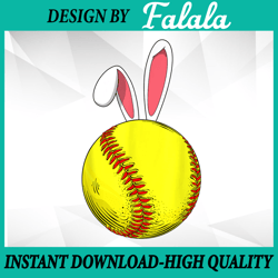 easter softball png, bunny rabbit ears png, softball png, girl softball easter rabbit, easter png, digital download
