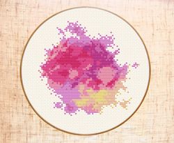 Pink watercolor cross stitch pattern Modern cross stitch Customizable Counted cross stitch PDF Embroidery hoop art DIY I