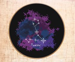 Pisces Cross stitch pattern Modern cross stitch Constellation Zodiac sign cross stitch Galaxy Space cross stitch