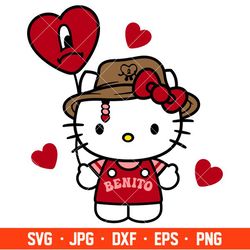Valentine Benito Kitty Svg, Hello Kitty Svg, Valentines Day Svg, Bad Bunny Svg, Cricut, Silhouette Vector Cut File