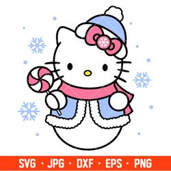 Hello Kitty Snowman Svg, Christmas Svg, Disney Christmas Svg, Kawaii Svg, Cricut, Silhouette Vector Cut File