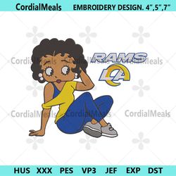 Los Angeles Rams Black Girl Betty Boop Embroidery Design File