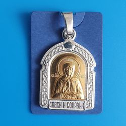 Saint Matrona of Moscow icon medallion plated with silver gilded | free shipping from Orthodox store