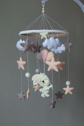 baby mobile, baby crib mobile, bunny mobile, baby girl nursery decor