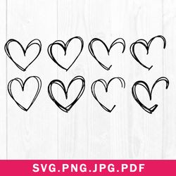 Heart Bundle Svg, Heart Svg, Valentines Day Svg, Sketch Heart Svg, Simple Heart Svg, Png Jpg Pdf File