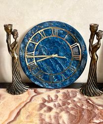 Resin art wall clock 30cm deep blue