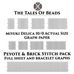 Peyote and Brick Stitch Graph Paper Miyuki Delica 10/0 / Actual Size Seed Bead Graph Paper Peyote