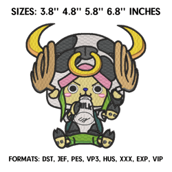 Tony Chopper Embroidery Design File, One Piece Anime Embroidery Design, Machine embroidery design, Anime Pes Brother