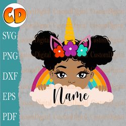 Afro Girl Peekaboo Girl SVG, Unicorn Girl SVG, Cutting Files for Cricut, Silhouette - Rainbow Unicorn Clipart - DIY Birt