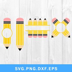Pencil Bundle Svg, Pencil Svg, Pencil Monogram Svg, Png Dxf Eps File
