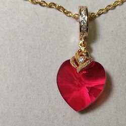 Red Heart Crystal Swarovski Pendant Choker Necklace