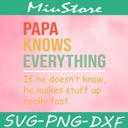 Papa Knows Everything SVG, Fathers Day SVG,png,dxf,clipart,cricut