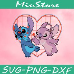 Stitch And Angel Kissing Valentine's Day SVG,png,dxf,clipart,cricut