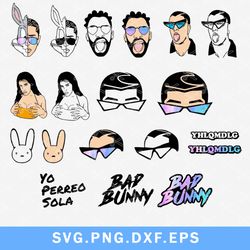 Bad Bunny Bundle Svg, Bad Bunny Svg, Bunny Face Svg, Rapper Svg, Png Dxf Eps File