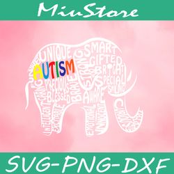 Autism Awareness Elephant Svg,png,dxf,cricut
