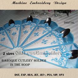 Baroque cutlery holder ITH embroidery design