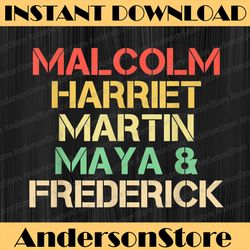 Malcolm Harriet Martin Maya Frederick Black history Juneteenth Black History Month BLM, Freedom, Black woman, Since 1865