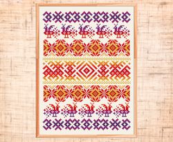 Folk cross stitch pattern Sampler cross stitch Ukrainian embroidery Ethnic cross stitch Tribal