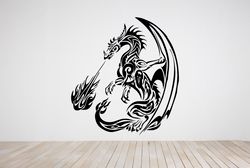 sticker fire dragon, dragon sticker wall sticker vinyl decal mural art decor