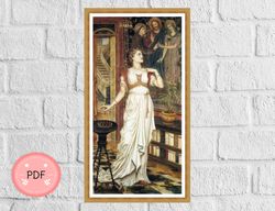 Cross Stitch Pattern, The Crown of Glory, Evelyn De Morgan ,Pdf ,Instant Download , X Stitch Chart,Full Coverage
