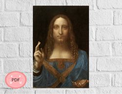 Salvator Mundi Cross Stitch Pattern ,Leonardo da Vinci,Pdf,Instant Download,Savior of the World, Christian Icon