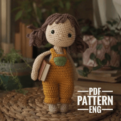 PATTERN Crochet Doll in Overall, Crochet Girl Doll Base tutorial, English pattern