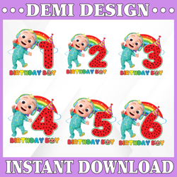 Cocomelon Birthday Boy Family Bundle, Cocomelon Png, Birthday party, PNG files for Print and Sublimation