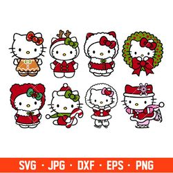 Christmas Hello Kitty Bundle Svg, Merry Christmas Svg, Santa Claus Svg, Cricut, Silhouette Cut File