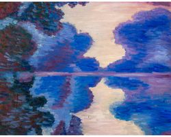 Morning on the Seine original oil painting Claude Monet neutral landscape impressionism nature artwork foggy river art